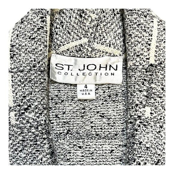 St. John Collection Women's Tweed Blazer Jacket Size 4 Belted Back Slimming Fit - Picture 3 of 6